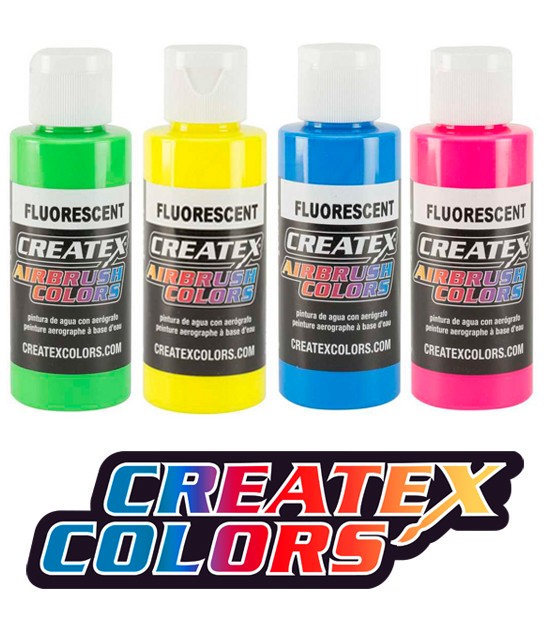 Tintas acrilicas fluorescentes Createx para aerografia