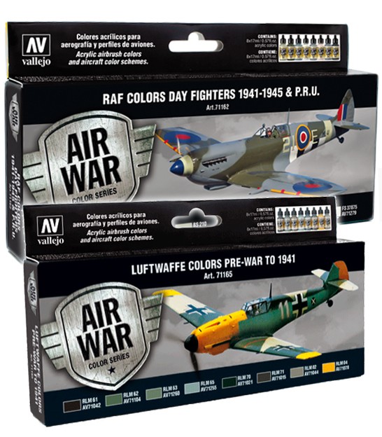 Set De 8 Peintures Acryliques Vallejo Model Air Pour Avions Luftwaffe Tropical Et Maritime - Flacons De 17 Ml